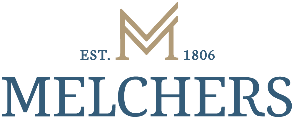 Melchers logo in gold and blue colours for Melchers Philippines
