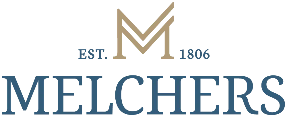 Melchers logo in gold and blue colours for Melchers Philippines
